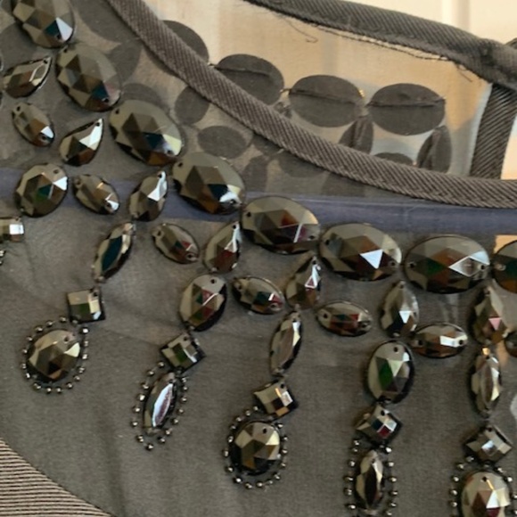 Tahari Little black Dress, Beaded Collar, size 4 - Picture 3 of 6